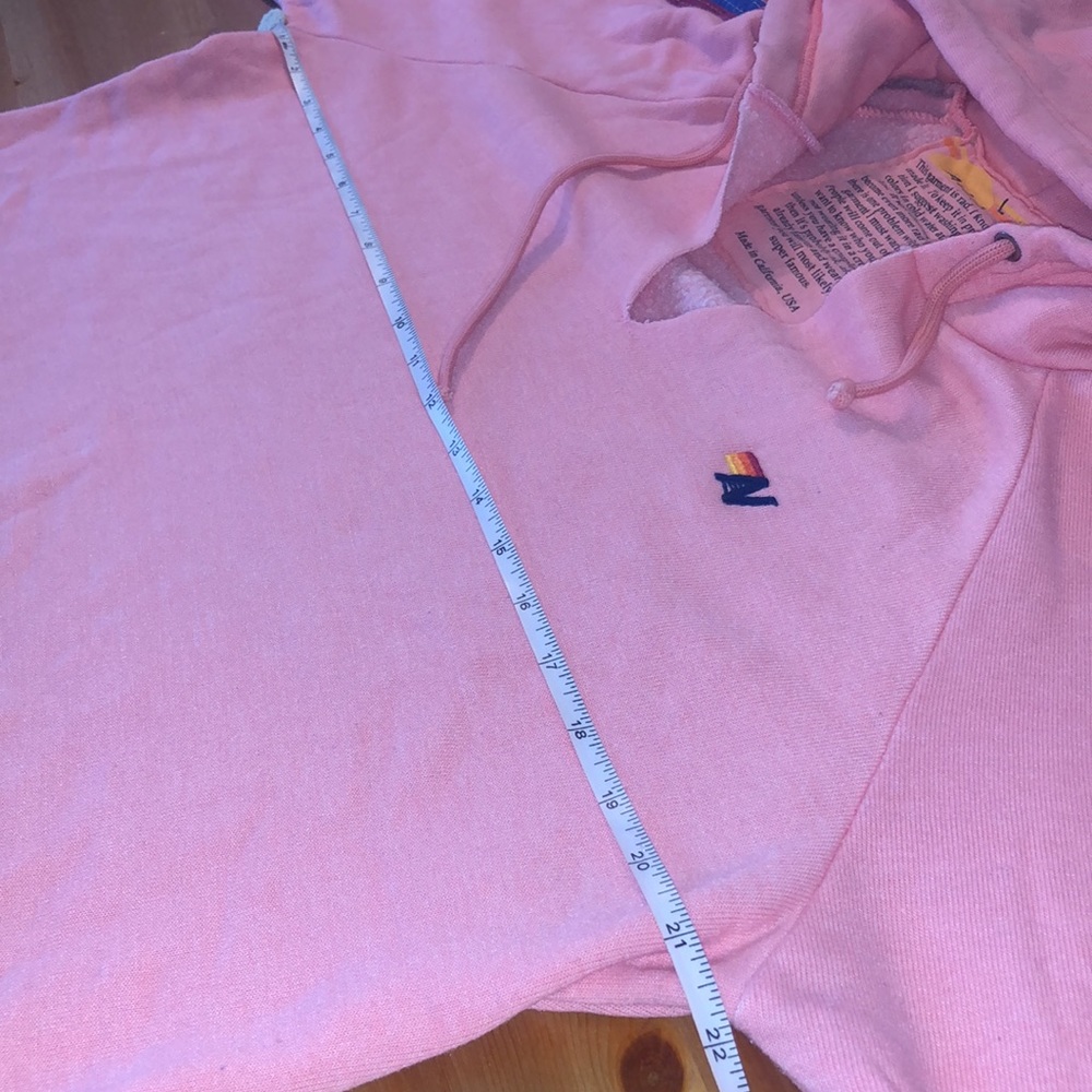 *RARE* Aviator Nation Raw Edge Crop Hoodie Size L - Picture 7 of 7